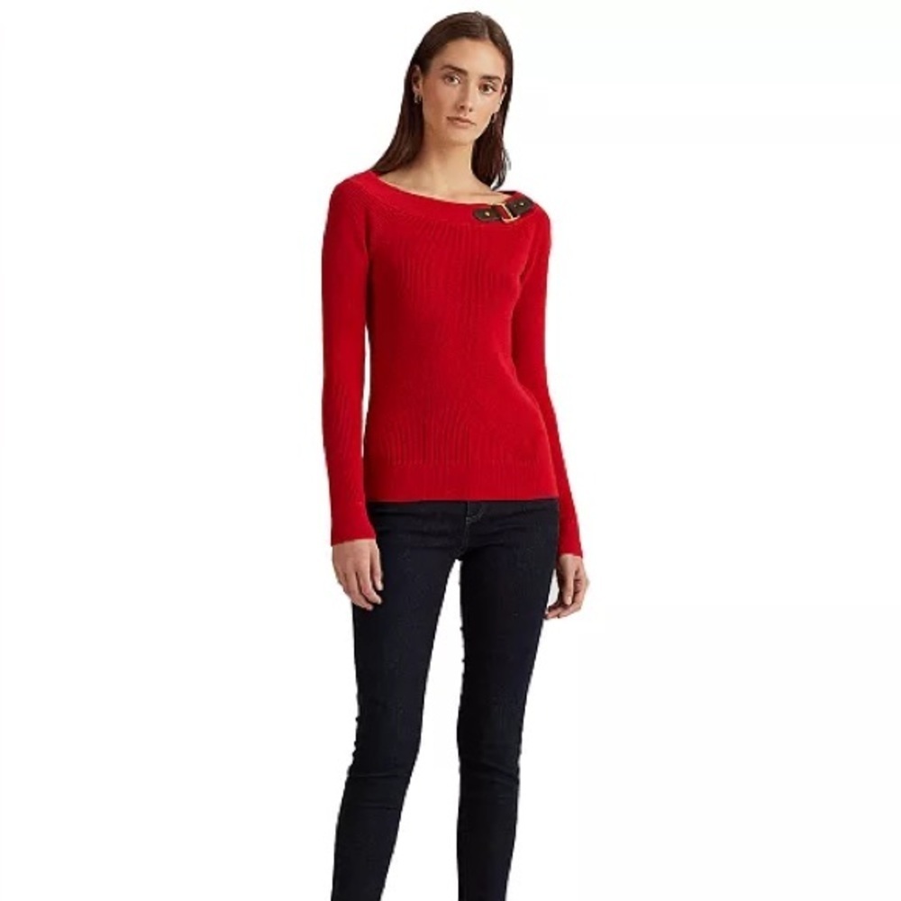 Ralph Lauren Red Long Sleeve Bateau Top Sweater Women’s Size Medium